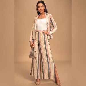 Sage the Label Dreamland Pink Multi Striped Wide-Leg Pants Size Small NWOT